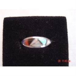 ZUNI ARTIST ERIACHO Sterling Ring Mop, Onyx, #989504