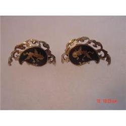 Estate SIAM STERLING Niello Earrings Screwback #989511