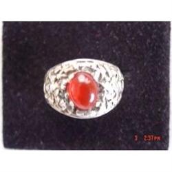 Heavy Mens Sterling Carnelian RING Size 11 #989514