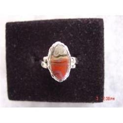 Uncas Sterling Agate Ring Size  6 1/2 #989516