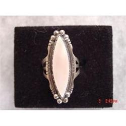 Estate Sterling Ring  Mother  Pearl Pink Quartz #989522