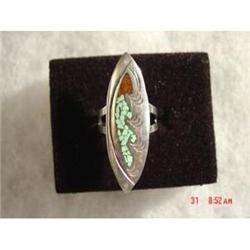 J NEZZIE Turquoise Coral Sterling Ring Size 7 #989549