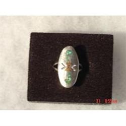 Signed Turquoise Coral Sterling Ring Size  7 #989550