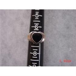 Sterling  Onyx Heart Ring Signed ND  Anna Greta #989566