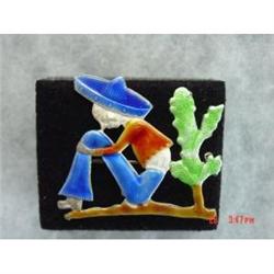 Estate Vintage TRUART  Sterling Enamel Brooch #989575