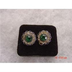 Art Deco Sterling Enamel Rhinestone Earrings  #989581