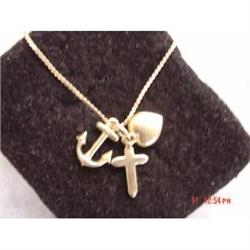14kt Gold Charm Bracelet Anchor Cross Heart #989585