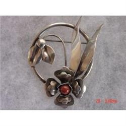 Art Deco HARRY ISKIN Sterling Goldstone Brooch #989586