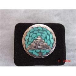 Estate Mexican Sterling Mayan Brooch Pendant #989592