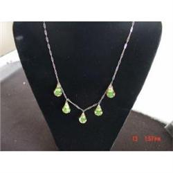 Art Deco Yellow Crystal Glass Necklace Sterling #989608