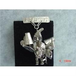 Estate STERLING Brooch Junk Man Many charms #989623