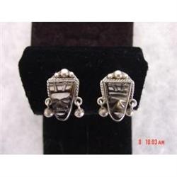 Art Deco Mexican Sterling Onyx Earrings #989639