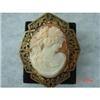 Image 1 : Estate Hand Carved Shell Cameo Enamel Brooch #989657