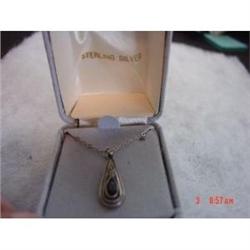 Estate  Sterling Sapphire  Marcasite Pendant #989665