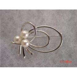Estate Vintage Sterling Genuine Pearl Floral #989673