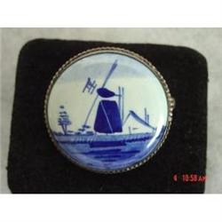  Estate Delft Holland Windmill circle Brooch  #989676