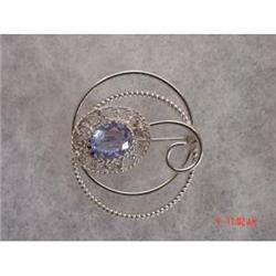 Vintage Sterling Amethyst floral Signed Brooch #989680