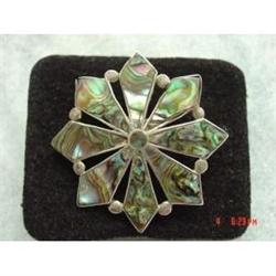 Estate Taxco Mexican Sterling Abalone Brooch #989687