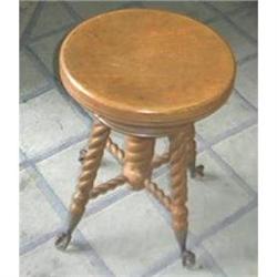 Oak Glass Ball and Claw Piano Stool #989823