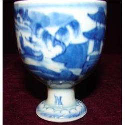 CHINESE EXPORT BLUE CANTON EGG CUP #989824