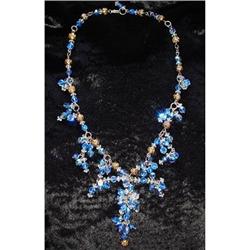 BLUE CRYSTAL BEAD NECKLACE/EARRING SET #990076