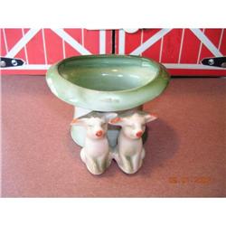 Antique German Pink Porcelain Pigs with Green #990102