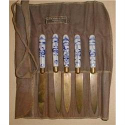 SET OF 5 ANTIQUE BLUE ONION PATTERN BUTTER #990134