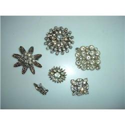 A Collection of Six Vintage Rhinestone Pins and #990140