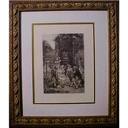 Circa 1900 Print 'THE STORY TELLER' BY A. Lonza #990226