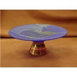 Beautiful Hand Blown Art Class Compote, artist #990262