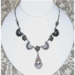 Art Deco Period Crescent/Rose Necklace #990287