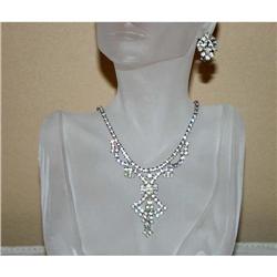 Antique Rhinestone Waterfall Necklace/Earrings #990348