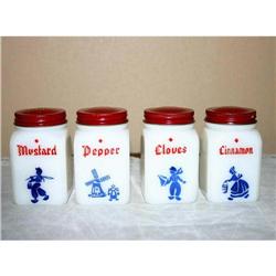  Four Vintage Milk Glass Spice/Condiment Set #990363