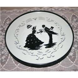  6 Vintage Black & White Round Silhouette Trays #990365