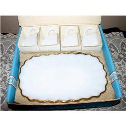  Vintage Anchor Hocking Milk Glass Snack Sets #990378