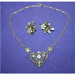 Coro Festoon Rhinestone Necklace & Earrings Set #990384