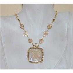 Carved Figural Amber Glass Pendant Necklace #990385