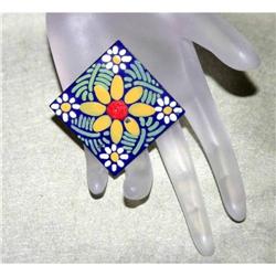 Rare Antique Art Deco Enameled Celluloid Flower #990394