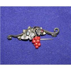 Antique Czechoslovakia Glass Grape Pin #990409