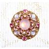 Image 1 : Vintage Pink Moonstone & Rhinestone Brooch #990421