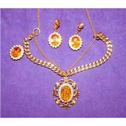 Vintage Rhinestone Necklace/Earrings/Bracelet #990441