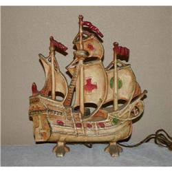 Unusual Vintage Iron Spanish Ship TV Lamp #990448