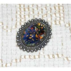 Antique Art Deco Sterling Silver Speckled Glass #990453