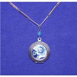 Vintage Park Lane Blue Floral Locket Necklace #990463