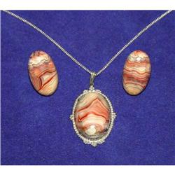 Gorgeous Vintage Silver Banded Agate Necklace #990466