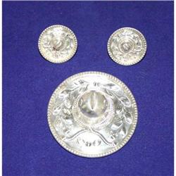 Vintage Sterling Sombrero Brooch & Earrings   #990469