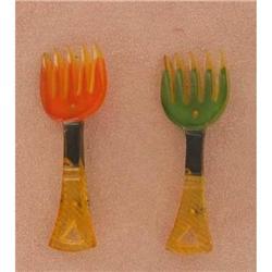 Two unique Bakelite  FORK  pins #990625