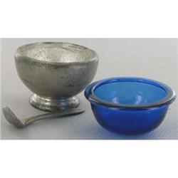 Vintage Mayflower Pewter Salt Cellar and Spoon #990627