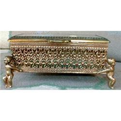 CHERUBS  Filigree BOX  Jewelry VINTAGE #990678