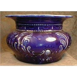 Spittoon COBALT Blue Pottery ANTIQUE #990724